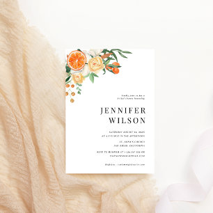 Invitación Naranja Citrus Floral Minimal Bridal Shower