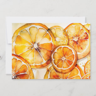Invitación Naranja Citrus Fruto Verano Splash Watercolor