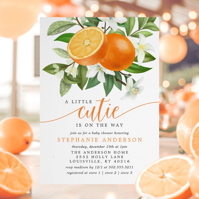 Invitación Naranja Citrus Little Cutie En El Camino De Baby S (Subido por el creador)