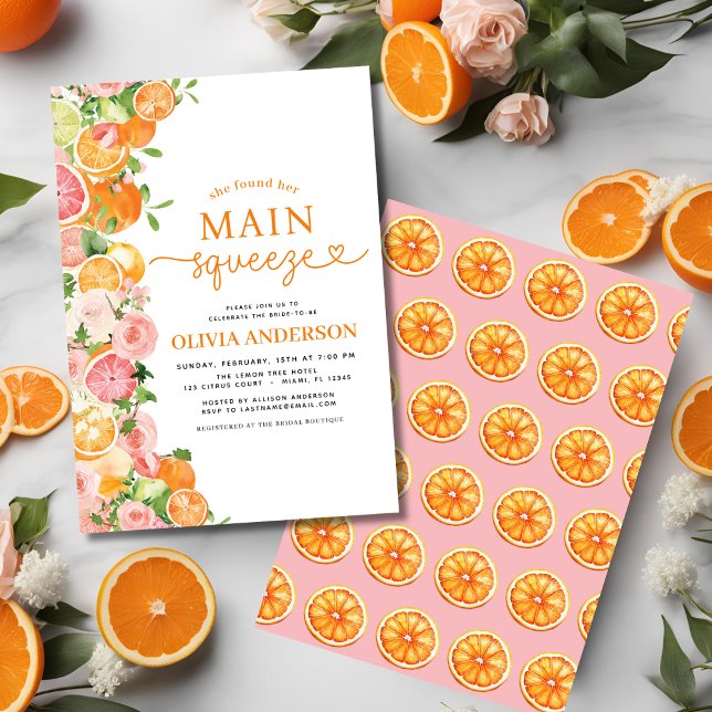 Invitación Naranja Citrus Main Squeeze Bridal Shower (Subido por el creador)