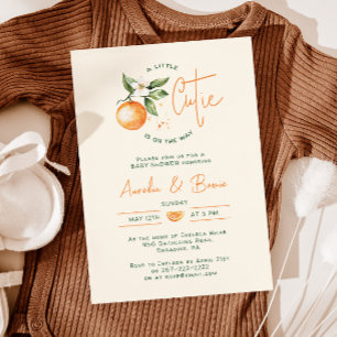 Invitación Naranja Citrus Pequeñas Parejas Cutie Baby Shower