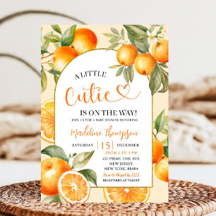 Invitación Naranja Citrus Tema Fruto de verano Baby Shower