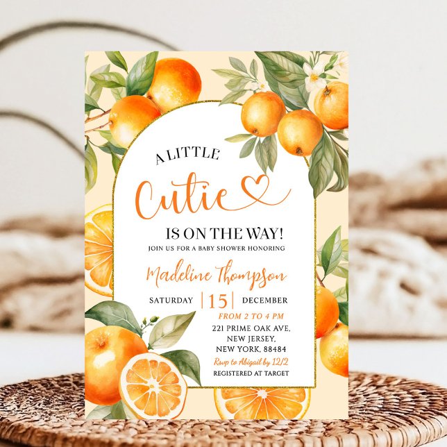 Invitación Naranja Citrus Tema Fruto de verano Baby Shower (Subido por el creador)