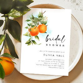 Invitación Naranja Citrus Watercolor Bridal Shower