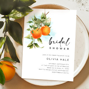 Invitación Naranja Citrus Watercolor Bridal Shower