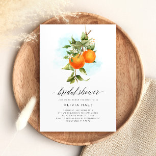Invitación Naranja Citrus Watercolor Bridal Shower