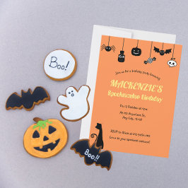 Invitación Naranja colgando Halloween Spooktacular Cumpleaños