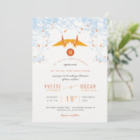 Naranja colgante Origami Cranes y Boda de citas de