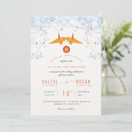 Invitación Naranja colgante Origami Cranes y Boda de citas de