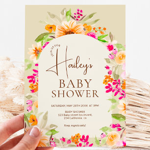 Invitación Naranja Color del agua floral del país Ducha de be