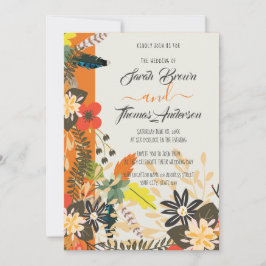 INVITACIÓN NARANJA COLORIDO BOHO FLORAL