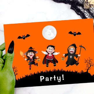 Invitación Naranja colorido salta Fiesta de niños de Hallowee