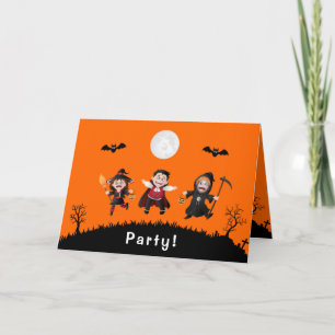 Invitación Naranja colorido salta Fiesta de niños de Hallowee