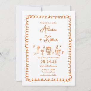 Invitación Naranja convocó a la boda francesa de diversión