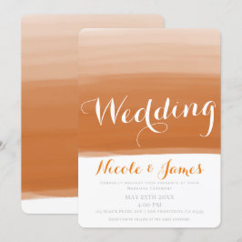 Invitación Naranja Coral Melón Acuarela Boda Glam Moderna