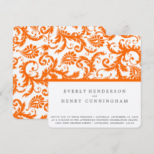 Invitación Naranja Coral Terracota Damasco Boda 