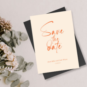Invitación Naranja Cream Minimalista negrita Guardar el guión