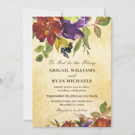 Invitación Naranja cristiano  quemado en el otoño Boda