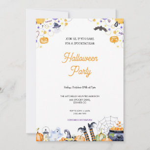 INVITACIÓN NARANJA CUDO Y ASUSTADO Y PARTIDO DE PURPLE HALLOW