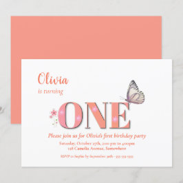 Invitación Naranja Cute Primer Fiesta de Cumpleaños
