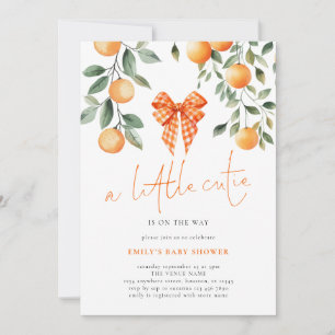 Invitación Naranja Cutie Coquette Bow Chica Baby Shower