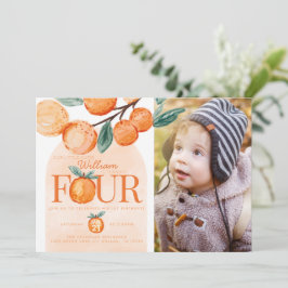 Invitación Naranja Cutie cumple 4 años como Fiesta