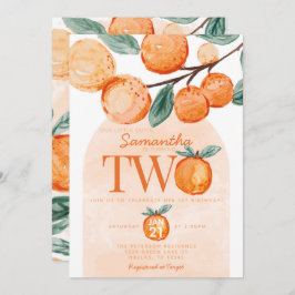 Invitación Naranja Cutie cumple dos años como Fiesta