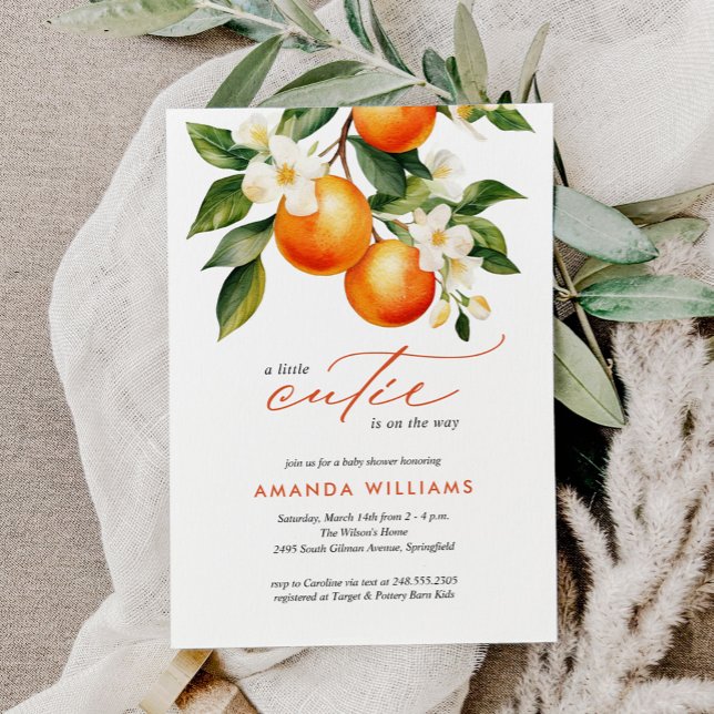 Invitación Naranja Cutie de presupuesto Clementine Baby Showe (Subido por el creador)