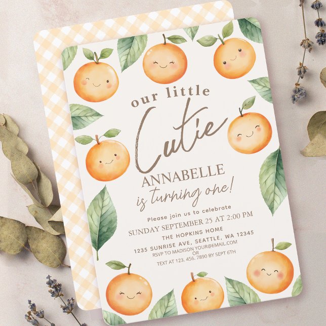 Invitación Naranja Cutie Watercolor 1er cumpleaños (Subido por el creador)