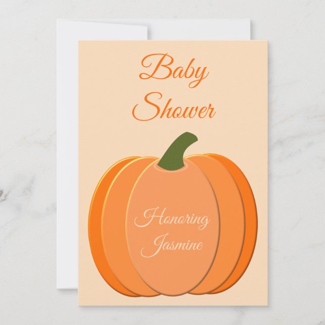 Invitación Naranja Cuto Género Neutral Calabaza Baby Shower (Anverso)