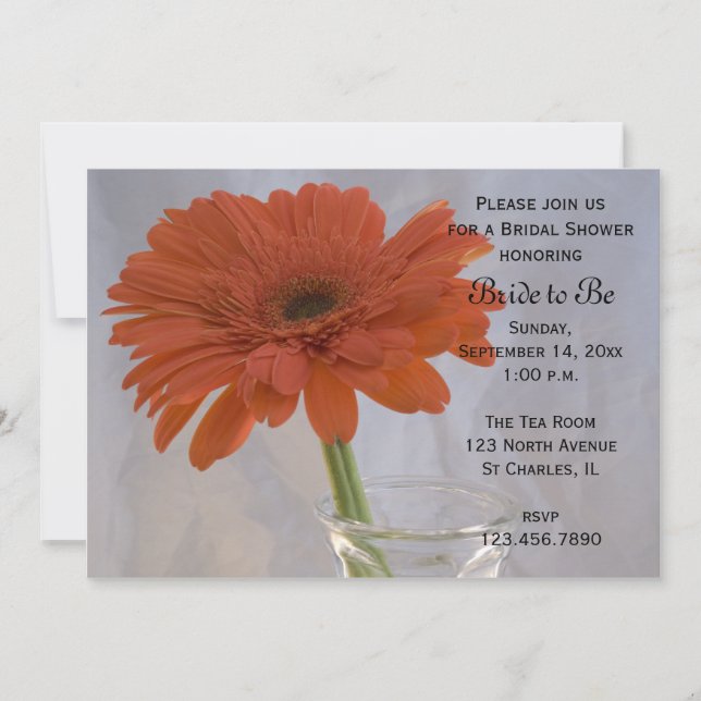 Invitación Naranja Daisy en la ducha de novias de Vase (Anverso)