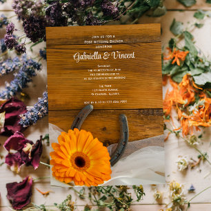 Invitación Naranja Daisy Horseshoe Boda Brunch