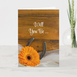 Invitación Naranja Daisy Horseshoe Serás Mi Novia