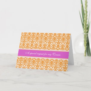 Invitación Naranja Damask Primo, empleada de honor
