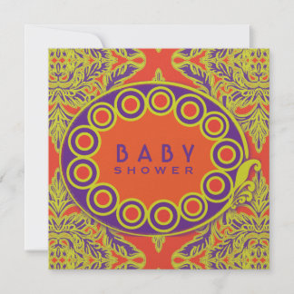 Invitación Naranja Dapatical Damasco, Púrpura y Lime