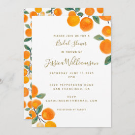 Invitación Naranja de acuarela Citrus Fruit Bridal Shower