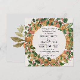 Invitación Naranja de acuarela floral Boda de vegetación
