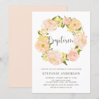 Naranja de acuarela Peony Wreath Baptism