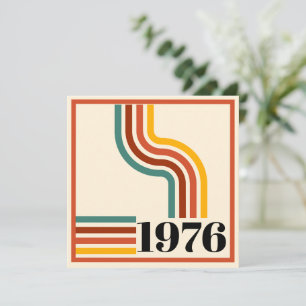 Invitación naranja de afiches vintage de rayas retro de 1976