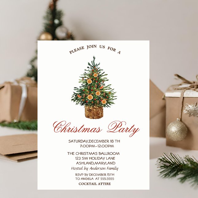 Invitación Naranja de árbol de Navidad Fiesta de Navidad (Subido por el creador)