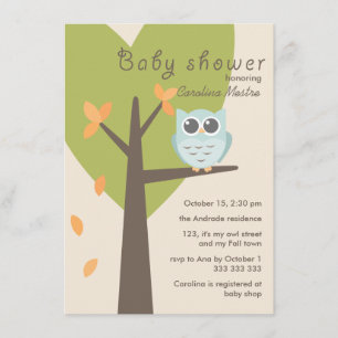 Invitación Naranja de árbol verde deja Baby Shower de caída d