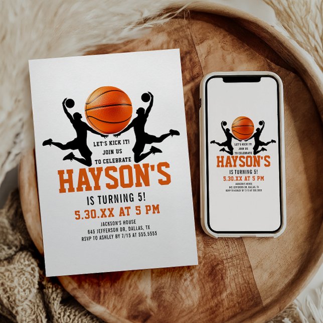 Invitación naranja de baloncesto Boy 5ª fiesta de cumpleaños (Subido por el creador)