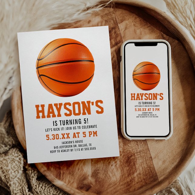 Invitación naranja de baloncesto Boy 5ª fiesta de cumpleaños (Subido por el creador)