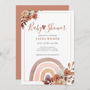Invitación Naranja de Boho Rainbow Terracotta quemada en Baby
