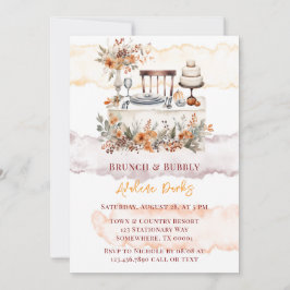 Invitación Naranja de Borgoña Caída Mesa Floral Brunch & Bubb