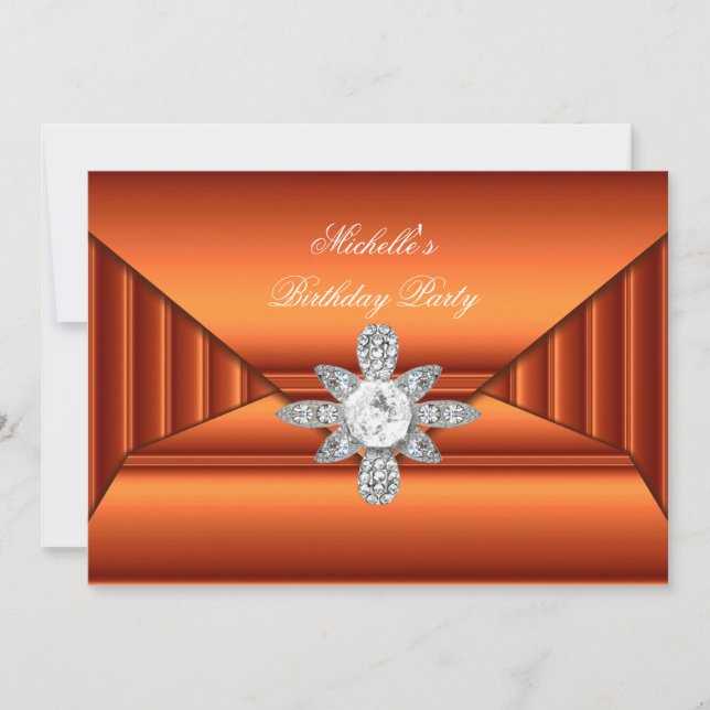 Invitación Naranja de bronce Nacimiento Fiesta de la joyería (Anverso)