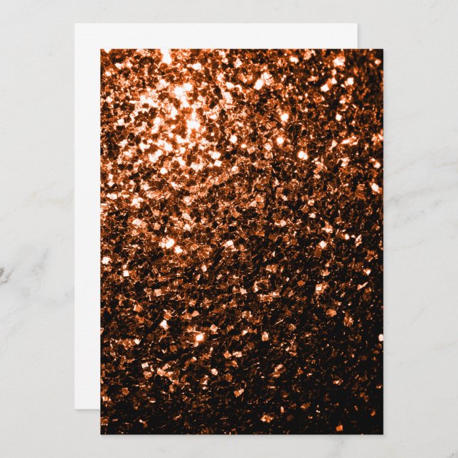 Invitación Naranja de bronce purpurinas marrones despierta in (Anverso / Reverso)