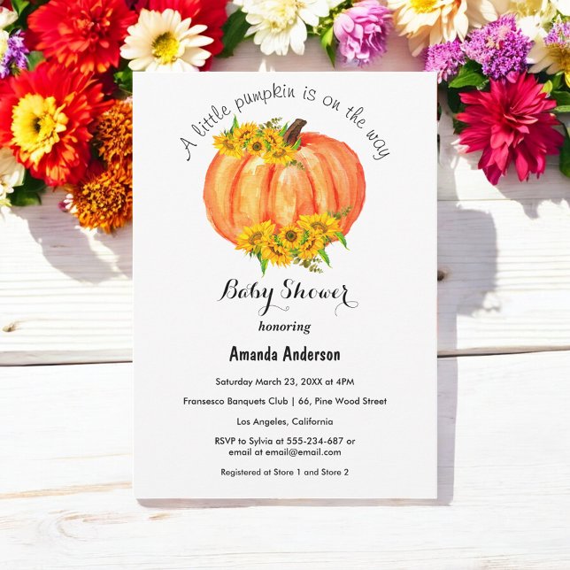 Invitación Naranja de caída de calabaza Baby Shower Cute (Subido por el creador)