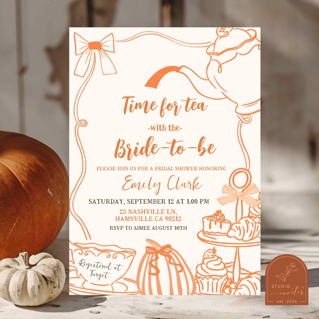 Invitación Naranja de calabaza de caída Mano de grifo de la m (Subido por el creador)