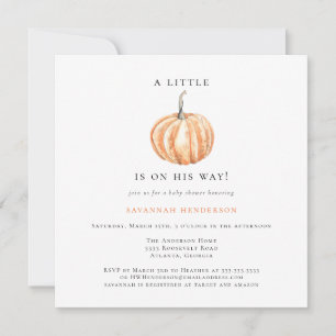 Invitación Naranja de calabaza de color de agua divertida Bab